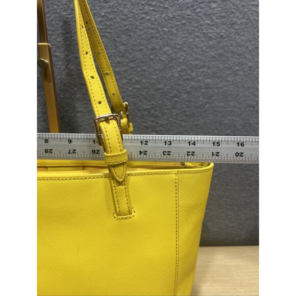 Tory Burch York Buckle Medium Tote Work Bag Yellow Saffiano Leather See Details. - Picture 15 of 16